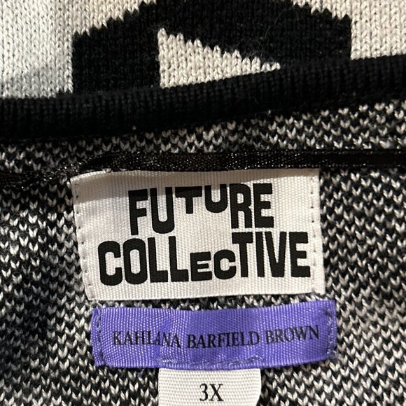 NWOT Future Collective Black & White Geometric Wrap Sweater Wardrobe Staple - Picture 7 of 9